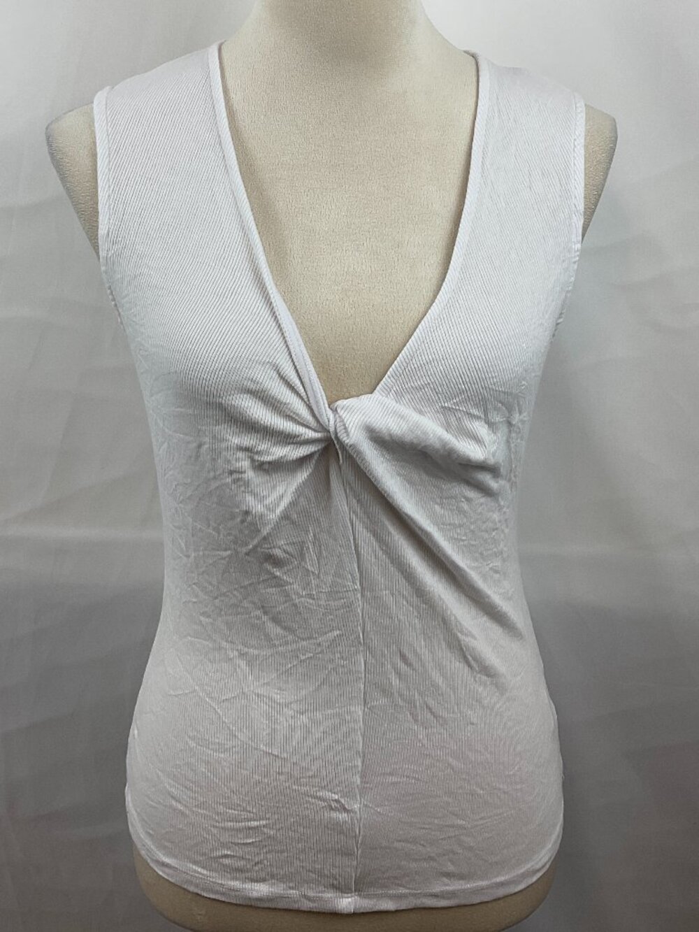 LA Made Tristin Twist Tank M White Ribbed New NWT